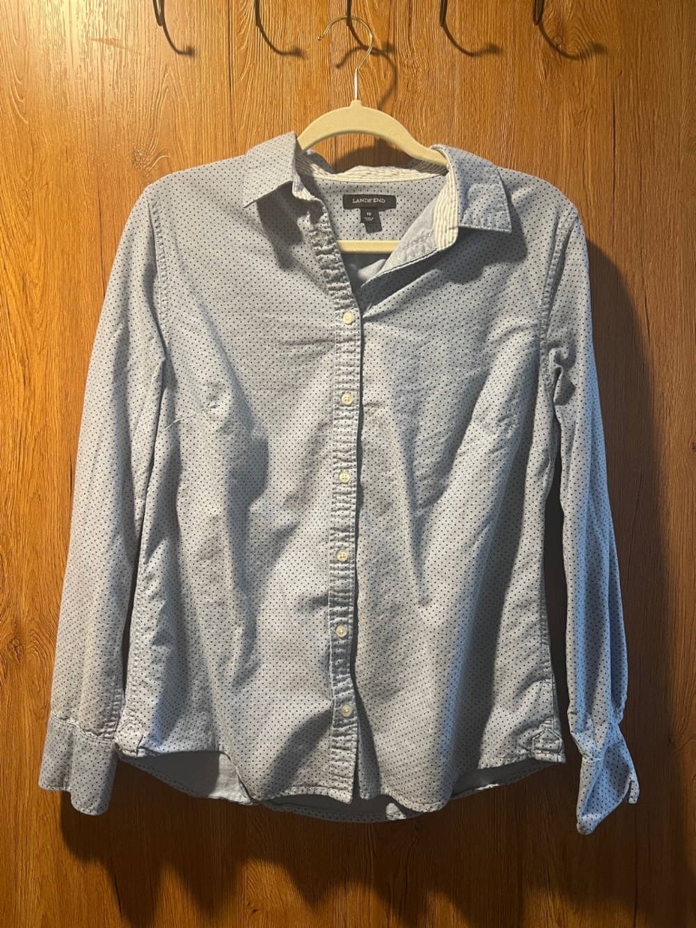 Lands' End Men’s Light Blue Microdot Button-Down Shirt